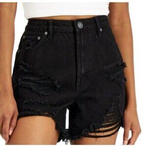 Almost‎ Famous Ultra High Rise Short Black Distressed Size 5